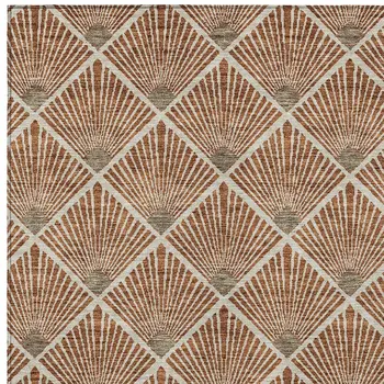 3' X 5' Brown Copper And Beige Geometric Washable Indoor Outdoor Area Rug