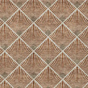 9' X 12' Brown Copper And Beige Geometric Washable Indoor Outdoor Area Rug