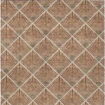 9' X 12' Brown Copper And Beige Geometric Washable Indoor Outdoor Area Rug