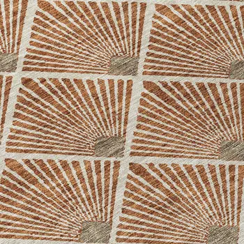 9' X 12' Brown Copper And Beige Geometric Washable Indoor Outdoor Area Rug