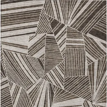 8' X 10' Brown And Beige Geometric Washable Indoor Outdoor Area Rug