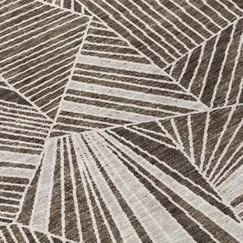 8' X 10' Brown And Beige Geometric Washable Indoor Outdoor Area Rug