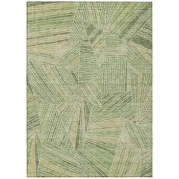 3' X 5' Green And Olive Green Geometric Washable Indoor Outdoor Area Rug