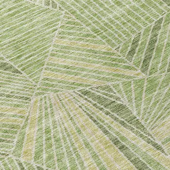 3' X 5' Green And Olive Green Geometric Washable Indoor Outdoor Area Rug