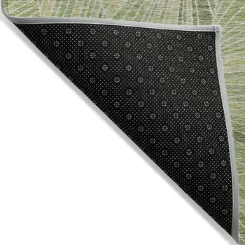 8' X 10' Green And Olive Green Geometric Washable Indoor Outdoor Area Rug