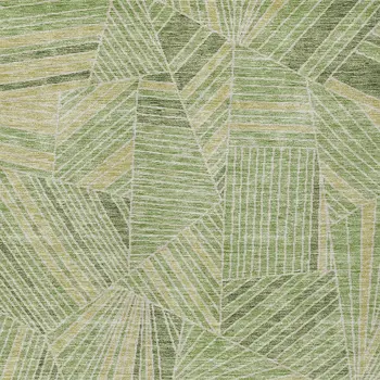 8' X 10' Green And Olive Green Geometric Washable Indoor Outdoor Area Rug