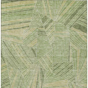 9' X 12' Green And Olive Green Geometric Washable Indoor Outdoor Area Rug