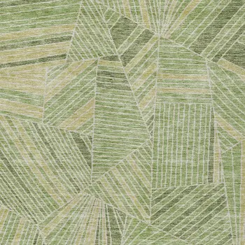 9' X 12' Green And Olive Green Geometric Washable Indoor Outdoor Area Rug