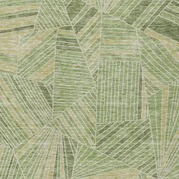 10' X 14' Green And Olive Green Geometric Washable Indoor Outdoor Area Rug