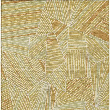 9' X 12' Gold Copper And Brown Geometric Washable Indoor Outdoor Area Rug
