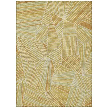 10' X 14' Gold Copper And Brown Geometric Washable Indoor Outdoor Area Rug