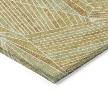 10' X 14' Gold Copper And Brown Geometric Washable Indoor Outdoor Area Rug