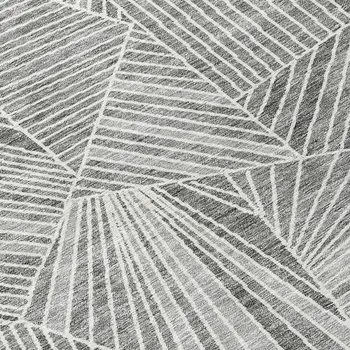 5' X 8' Gray And Ivory Geometric Washable Indoor Outdoor Area Rug