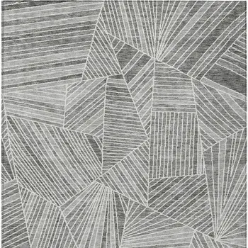 8' X 10' Gray And Ivory Geometric Washable Indoor Outdoor Area Rug
