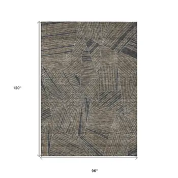 8' X 10' Brown Black And Gray Geometric Washable Indoor Outdoor Area Rug