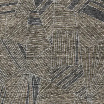 9' X 12' Brown Black And Gray Geometric Washable Indoor Outdoor Area Rug