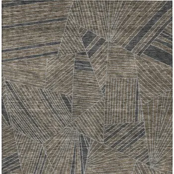 10' X 14' Brown Black And Gray Geometric Washable Indoor Outdoor Area Rug