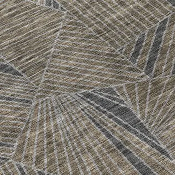 10' X 14' Brown Black And Gray Geometric Washable Indoor Outdoor Area Rug