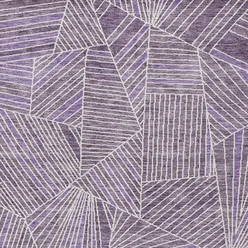 3' X 5' Purple And Ivory Geometric Washable Indoor Outdoor Area Rug