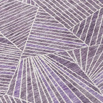 3' X 5' Purple And Ivory Geometric Washable Indoor Outdoor Area Rug