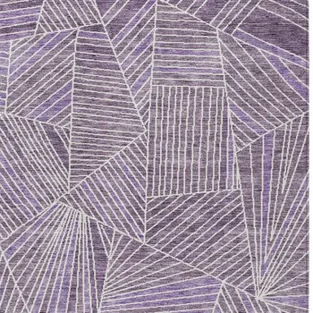 5' X 8' Purple And Ivory Geometric Washable Indoor Outdoor Area Rug