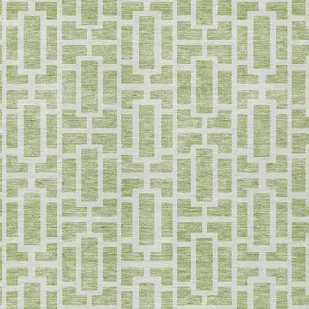 10' X 14' Artichoke Green And Ivory Geometric Washable Indoor Outdoor Area Rug