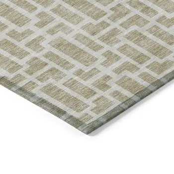 5' X 8' Beige And Brown Geometric Washable Indoor Outdoor Area Rug