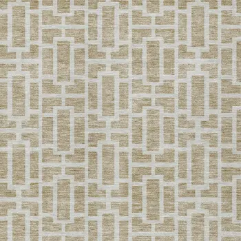 5' X 8' Beige And Brown Geometric Washable Indoor Outdoor Area Rug