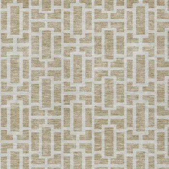 9' X 12' Beige And Brown Geometric Washable Indoor Outdoor Area Rug