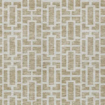 10' X 14' Beige And Brown Geometric Washable Indoor Outdoor Area Rug
