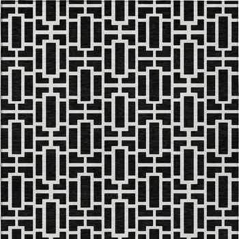 10' X 14' Black And Ivory Geometric Washable Indoor Outdoor Area Rug
