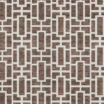 3' X 5' Brown And Beige Geometric Washable Indoor Outdoor Area Rug