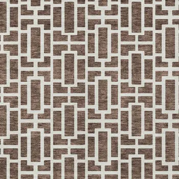 8' X 10' Brown And Beige Geometric Washable Indoor Outdoor Area Rug