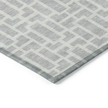 3' X 5' Silver And Gray Geometric Washable Indoor Outdoor Area Rug