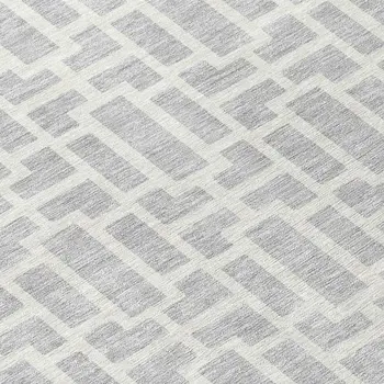 8' Silver And Gray Round Geometric Washable Indoor Outdoor Area Rug