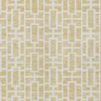 9' X 12' Wheat And Ivory Geometric Washable Indoor Outdoor Area Rug