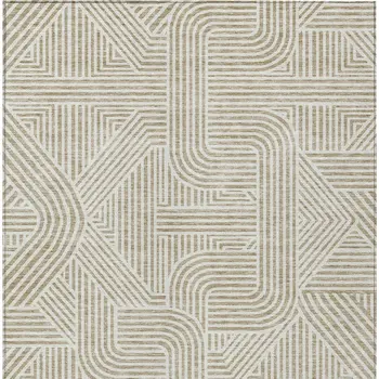 3' X 5' Beige And Brown Abstract Washable Indoor Outdoor Area Rug