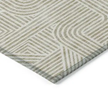 3' X 5' Beige And Brown Abstract Washable Indoor Outdoor Area Rug