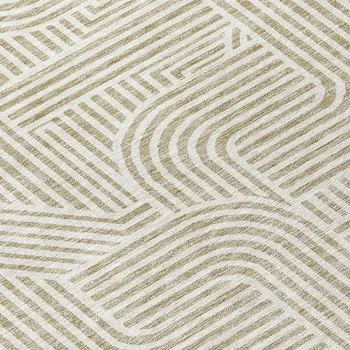 3' X 5' Beige And Brown Abstract Washable Indoor Outdoor Area Rug