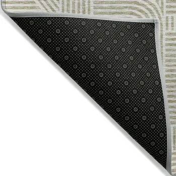 8' X 10' Beige And Brown Abstract Washable Indoor Outdoor Area Rug