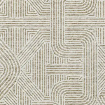 8' X 10' Beige And Brown Abstract Washable Indoor Outdoor Area Rug