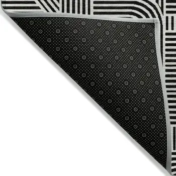 5' X 8' Black And Ivory Abstract Washable Indoor Outdoor Area Rug