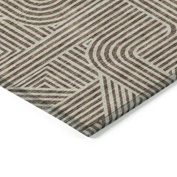 3' X 5' Brown And Beige Abstract Washable Indoor Outdoor Area Rug