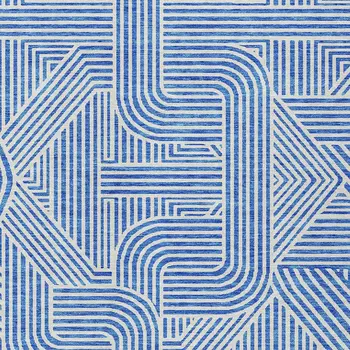 3' X 5' Blue And Ivory Abstract Washable Indoor Outdoor Area Rug