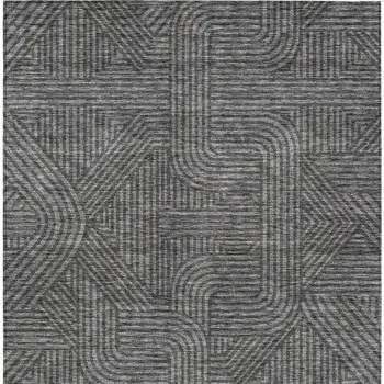 3' X 5' Charcoal And Gray Abstract Washable Indoor Outdoor Area Rug