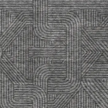 9' X 12' Charcoal And Gray Abstract Washable Indoor Outdoor Area Rug