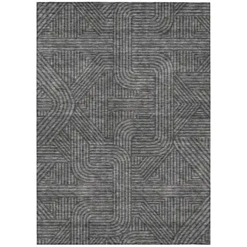 10' X 14' Charcoal And Gray Abstract Washable Indoor Outdoor Area Rug