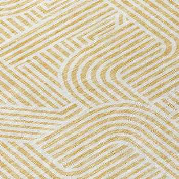10' X 14' Gold And Beige Abstract Washable Indoor Outdoor Area Rug