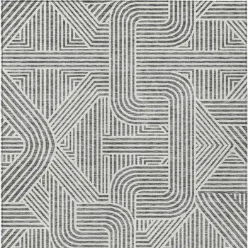 10' X 14' Gray And Ivory Abstract Washable Indoor Outdoor Area Rug