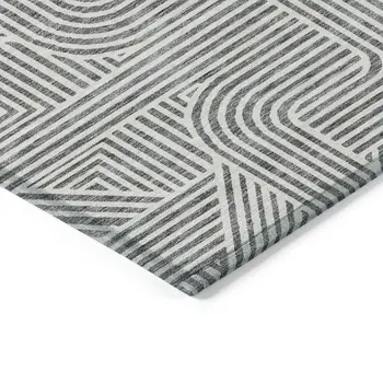 10' X 14' Gray And Ivory Abstract Washable Indoor Outdoor Area Rug